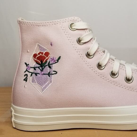 Converse CTAS Embroidered Hi Tops Brand New Size 7.5 Barely Rose A0340C NWT - Picture 4 of 9